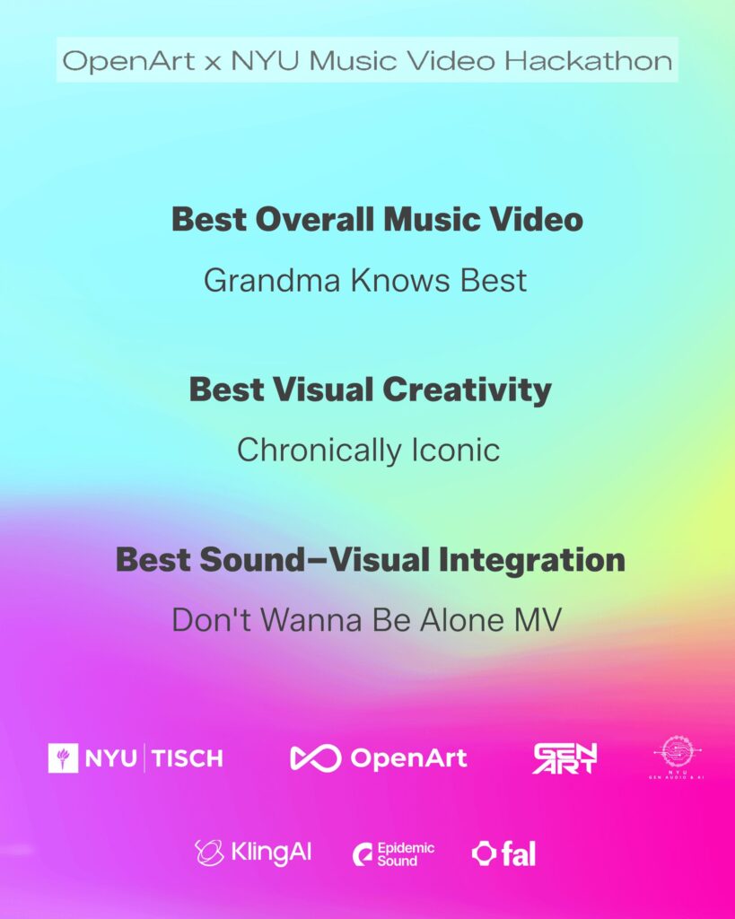 winner Best Overall Music video in the OpenArt x NYU Music Video Hackathon